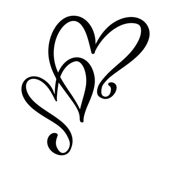 Kalligrafiska kärlek hjärta tecken. Vector romantiska illustration symbol join, passion och bröllop. Kalligrafi Design flat element av alla hjärtans dag. Mall för t-shirt, kort, inbjudan — Stock vektor