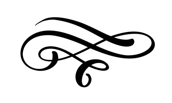 Vector vintage elegant divider or separator, swirl or corner decorative ornament. Floral line filigree design element. Flourish curl for invitation or menu page illustration