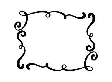 Vintage vektör çerçeve güzelleşmek. Girdap illüstrasyon metin, tebrik kartı, düğün davetiyesi, kitap için. Elle çizilmiş şirin izole kenarlık