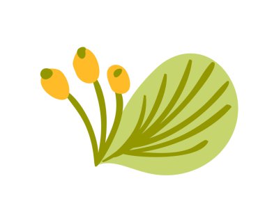 Sevimli vektör çiçek beyaz arka plan üzerinde izole. Bahar el doğa illüstrasyon düz tasarım çekilmiş. Tebrik kartı, baskı, çocuk kitabı