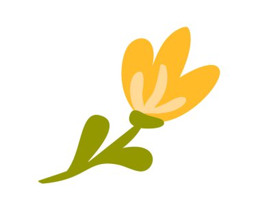 Sevimli vektör çiçek beyaz arka plan üzerinde izole. Bahar el doğa illüstrasyon düz tasarım çekilmiş. Tebrik kartı, baskı, çocuk kitabı