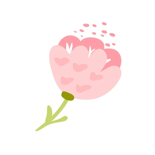 Aranyos vektor virág elszigetelt fehér background. Tavaszi kézzel rajzolt természet illusztráció lapos kivitel. Üdvözlés kártya, nyomtatás, könyv gyermekeknek — Stock Vector