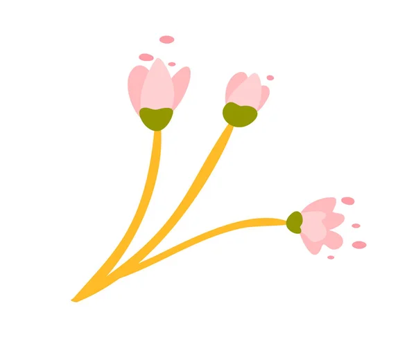 Lindo vector aislado Flor sobre fondo blanco. Primavera dibujado a mano Naturaleza ilustración diseño plano. Para tarjeta de felicitación, imprimir, libro para niños — Archivo Imágenes Vectoriales