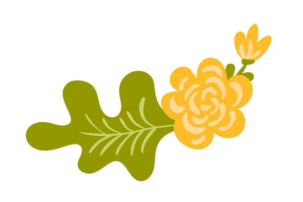 Vector isolated flat flower on white background. Spring scandinavian hand drawn nature illustration wedding design. For greeting card, print, children book — Stock Vector