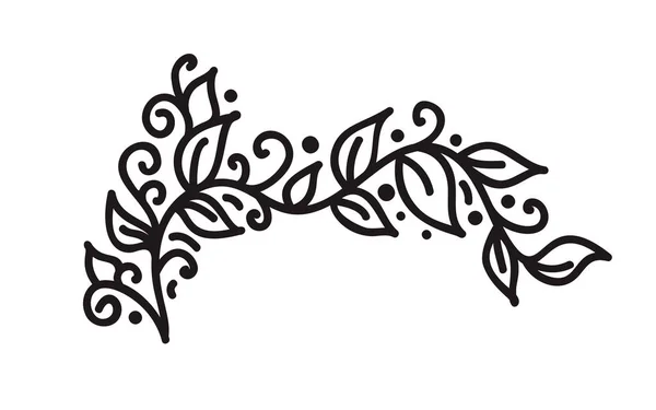 Monolina negro florecer vector monograma vintage con hojas y flores. Esquinas y divisores para el día de San Valentín, boda, tarjeta de felicitación de cumpleaños, libro, diseño web — Vector de stock
