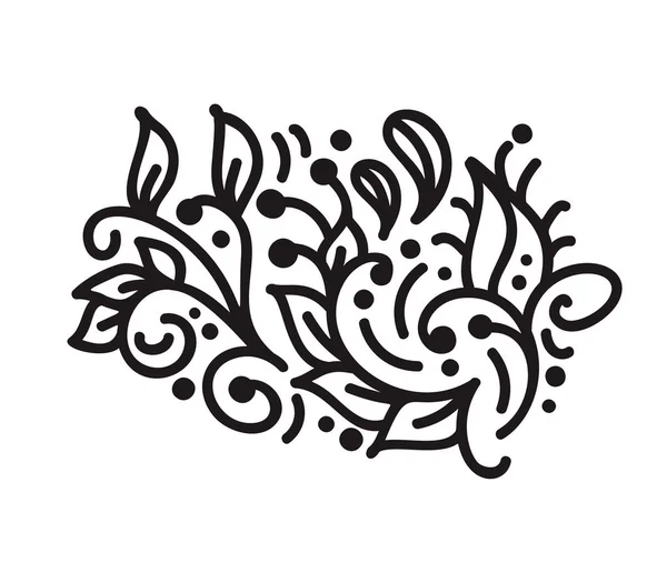 Vintage monolina escandinava florecer vector monograma con hojas y flores. Esquinas y divisores para el día de San Valentín, boda, tarjeta de felicitación de cumpleaños, libro, diseño web — Archivo Imágenes Vectoriales