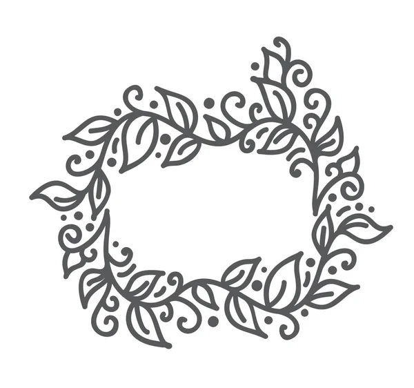 Vector enda typ kalligrafi blomstra ram för holiday gratulationskort. Hand dras blommig monogram element. Skiss doodle design med plats för text. Isolerade illustration — Stock vektor