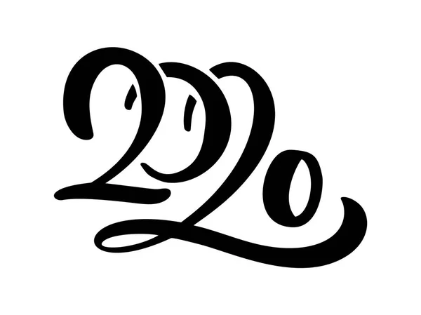 Рука намальована Векторні позначення каліграфії тексту чорного числа 2020 року. З Новим роком вітальна листівка. Вінтаж Різдвяні ілюстрації дизайн — стоковий вектор