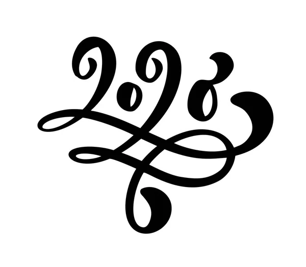 Рука намальована Векторні позначення каліграфії тексту чорного числа 2020 року. З Новим роком вітальна листівка. Вінтаж Різдвяні ілюстрації дизайн — стоковий вектор