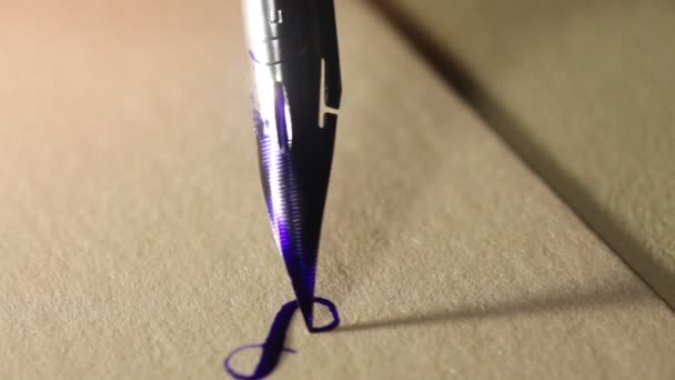 Kalligrafie swirl proces. Schrijven bloeit op kalligrafie papier met zwarte inkt. Kalligrafie pen nib. Creatieve scène — Stockvideo