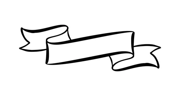Vektor Illustration Vintage trendiges Band-Element mit Platz für Text. handgezeichnete Skizze Doodle Banner Design isoliert auf weißem Hintergrund — Stockvektor