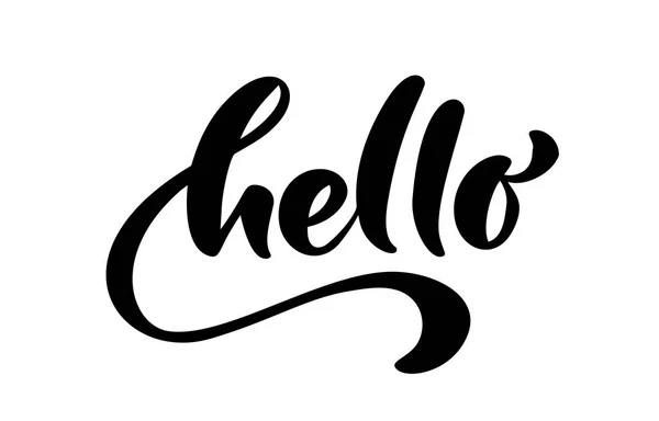 Kalligrafie belettering tekst Hello. Hand getrokken Brush Pen zin geïsoleerd op een witte achtergrond. Handgeschreven vector illustratie — Stockvector