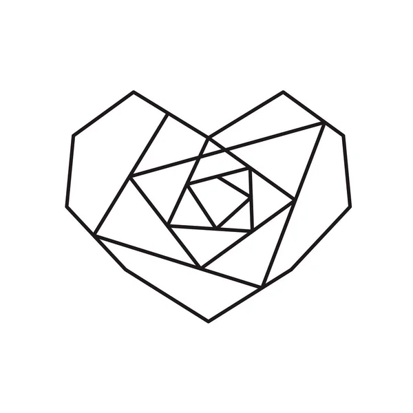 Geométrico vector símbolo corazón rosa forma marco con lugar para el texto. Icono de amor para tarjeta de felicitación o boda, día de San Valentín, tatuaje, impresión. Ilustración de caligrafía vectorial aislada en blanco — Archivo Imágenes Vectoriales