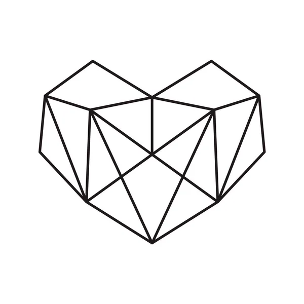 Geometrický vektor symbol srdce tvar rámu s místem pro text. Láska ikony pro blahopřání nebo svatba, Valentýn, tetování, tisk. Vektorové ilustrace kaligrafie izolovaných na bílém pozadí — Stockový vektor