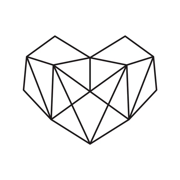 Geometrisches Vektorsymbol herzförmiger Rahmen mit Platz für Text. Liebe Symbol für Grußkarte oder Hochzeit, Valentinstag, Tätowierung, Druck. Vektorkalligraphie-Illustration isoliert auf weißem Hintergrund — Stockvektor