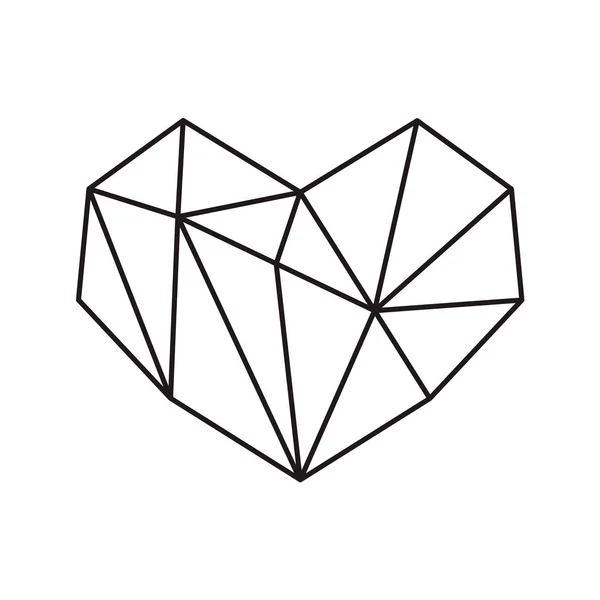 Geométrico vector símbolo corazón forma marco con lugar para el texto. Icono de amor para tarjeta de felicitación o boda, día de San Valentín, tatuaje, impresión. Ilustración de caligrafía vectorial aislada sobre fondo blanco — Archivo Imágenes Vectoriales