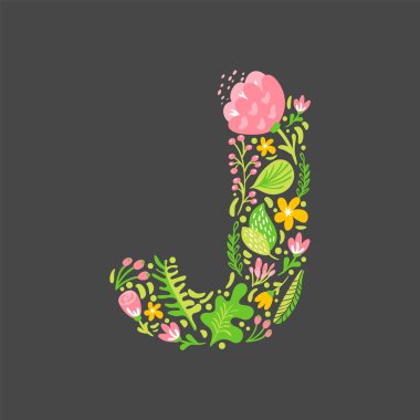Download Color Letter J With Beautiful Flowers Free Vector Eps Cdr Ai Svg Vector Illustration Graphic Art