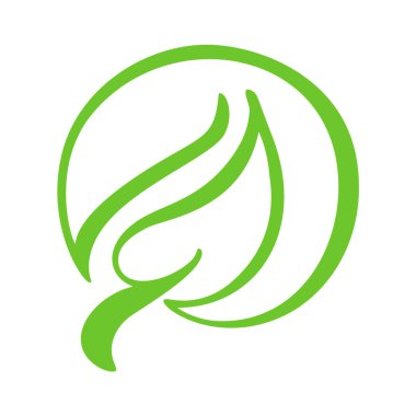 Çay yaprak yeşil logo. Ekoloji doğa öğesi vektör simgesi. Eko vegan biyo hat el çizilen illüstrasyon