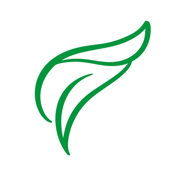 Çay yaprak yeşil logo. Ekoloji doğa öğesi vektör simgesi. Eko vegan biyo hat el çizilen illüstrasyon — Stok Vektör