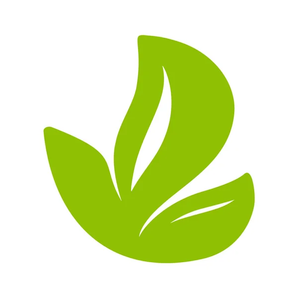 Логотип зеленого листа чаю. Екологія елемент природа вектор значок плоский. Еко веганська біологічна каліграфія намальована рука ілюстрація — стоковий вектор
