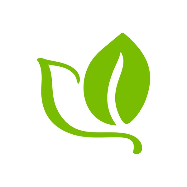 Logo de feuille verte de thé. Écologie élément nature vecteur icône organique. Eco vegan bio calligraphie illustration dessinée à la main — Image vectorielle