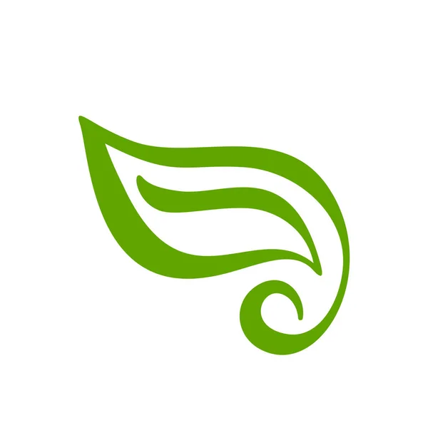 Логотип зеленого листа чая. Экология вектор стихии. Эко-веганская био-каллиграфия — стоковый вектор