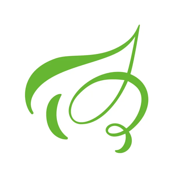 Logotypen för grönt blad te. Ekologi natur vektor elementikon ren. Eko vegan bio kalligrafi hand dras illustration — Stock vektor