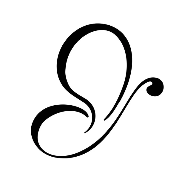 Ручной рисунок каллиграфического логотипа бабочки. Косметическая концепция красоты. Экологический векторный элемент. Иллюстрация эко-икона дизайн для свадьбы и праздника, открытки — стоковый вектор