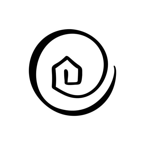 Einfache Kalligraphie Haus echte Vektor-Symbol. Nachlassarchitektur Konstruktion für Design. art home vintage handgezeichnetes Logo-Element — Stockvektor
