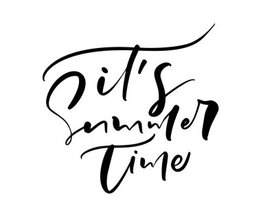 Yaz saati el çizilmiş yazı kaligrafi vektör metin s. Eğlenceli alıntı illüstrasyon tasarım logosu veya etiket. Inspirational tipografi Vintage poster, afiş