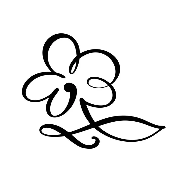 Безперервна лінія боку малюнок каліграфічний вектор квітка концепція логотипу краси. Скандинавський весняний квітковий елемент дизайну в мінімальному стилі. чорно-білому — стоковий вектор