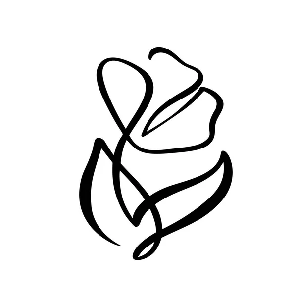 Nepřetržitý spojnicový výkres kaligrafické vektorové květinové koncepce logo kosmetika. Skandinávský jarní květinové prvky v minimálním stylu. Černobílá — Stockový vektor