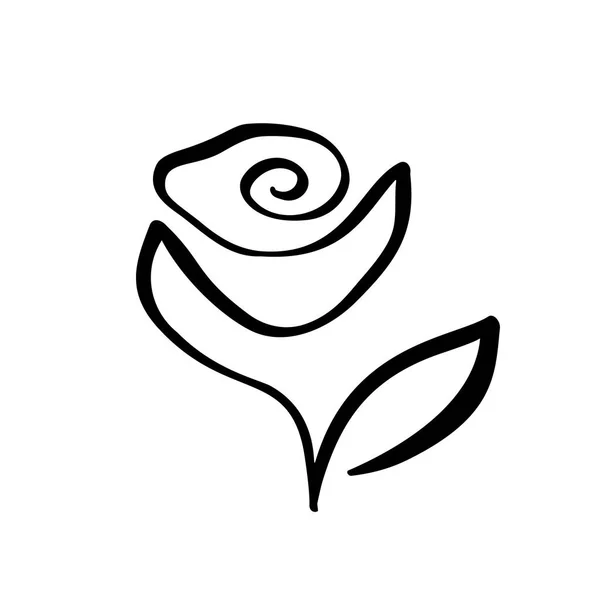 Rose Blume Konzept Logo Kosmetik. kontinuierliche Linie Handzeichnen kalligraphischen Vektor. skandinavischen Frühling florales Design Element in minimalistischem Stil. schwarz-weiß — Stockvektor