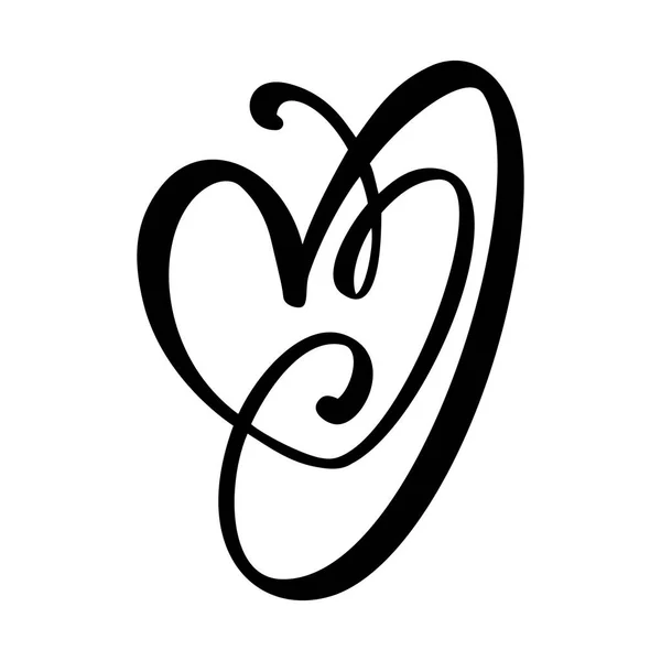 Handgezeichnetes Herz-Liebeszeichen. Romantische Kalligraphie-Vektorillustration. konzeptionelles Symbol für T-Shirt, Grußkarte, Posterhochzeit. Design flaches Element des Valentinstages — Stockvektor