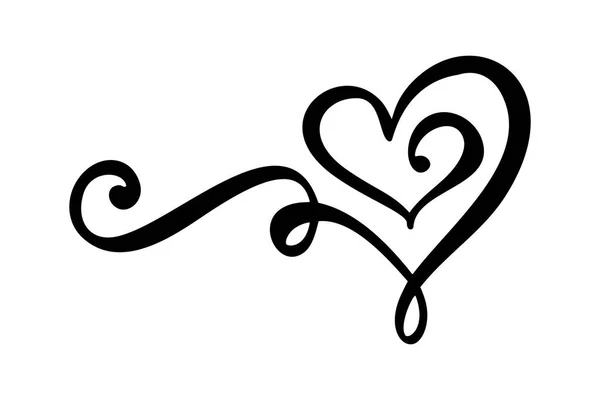 Señal de amor del corazón dibujado a mano. Ilustración vectorial de caligrafía romántica. Concepn icono símbolo de camiseta, tarjeta de felicitación, boda de póster. Diseño elemento plano del día de San Valentín — Vector de stock