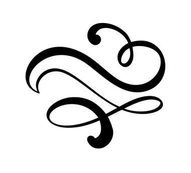 Vektör çiçek kaligrafi elemanı gelişir. Sayfa dekorasyonve çerçeve tasarımı illüstrasyon girdap süs için el çizilmiş bölücü. Düğün kartları ve davetiyeler için dekoratif siluet