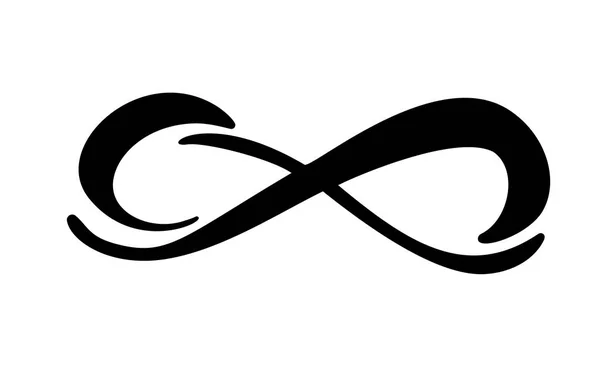 Infinity kalligrafi vektor illustration symbol. Evigt gränslöst emblem. Svart Mobius band Silhouette logotyp. Modern penseldrag. Cycle ändlösa livs koncept. Grafiskt designelement för kort-och — Stock vektor