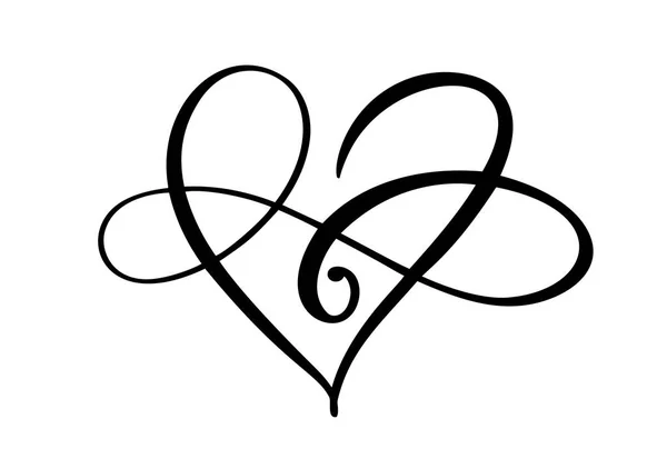 Hart liefde teken Forever logo. Infinity romantisch symbool gekoppeld, join, passie en bruiloft. Sjabloon voor t shirt, kaart, poster. Ontwerp plat element van Valentine dag. Vector illustratie — Stockvector