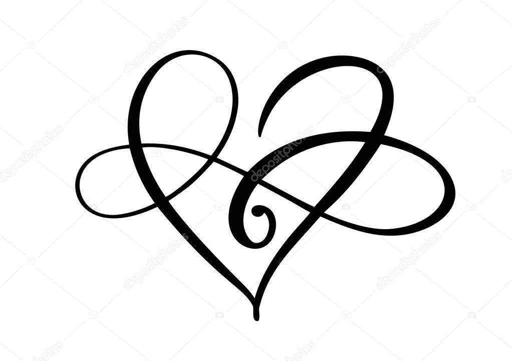Heart love sign forever logo. Infinity Romantic symbol linked, join, passion and wedding. Template for t shirt, card, poster. Design flat element of valentine day. Vector illustration