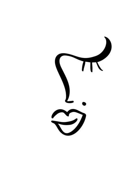 Kontinuierliche Linie, Zeichnung von Frau Gesicht Schönheit, Mode minimalistisches Konzept. stilisierter linearer weiblicher Kopf mit geschlossenen Augen, Hautpflege-Logo, Schönheitssalon-Ikone. Vektorillustration — Stockvektor
