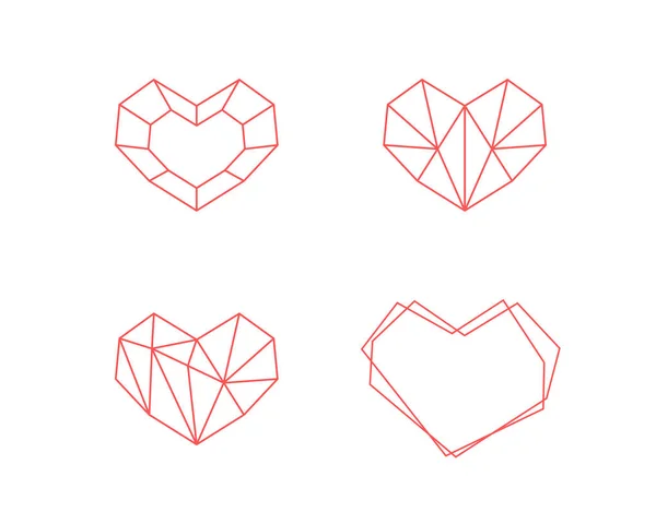 Γεωμετρικά σχήματα καρδιάς συλλογή. Σύνολο Λογολόγων στο διάνυσμα. Καρδιά λογότυπο σύμβολο και εικονίδια ημέρα του Αγίου Βαλεντίνου — Διανυσματικό Αρχείο