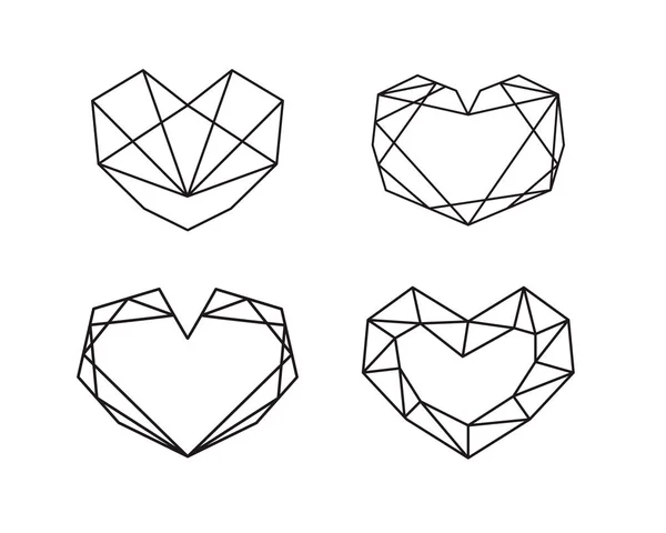 Geometric Heart Shapes Collection. Set of Heart Logos in Vector. Heart Logo Symbol and Icons Valentines day — Stock Vector