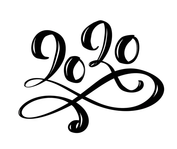 Hand drawn flourish vector lettering calligraphy number text 2020 ...
