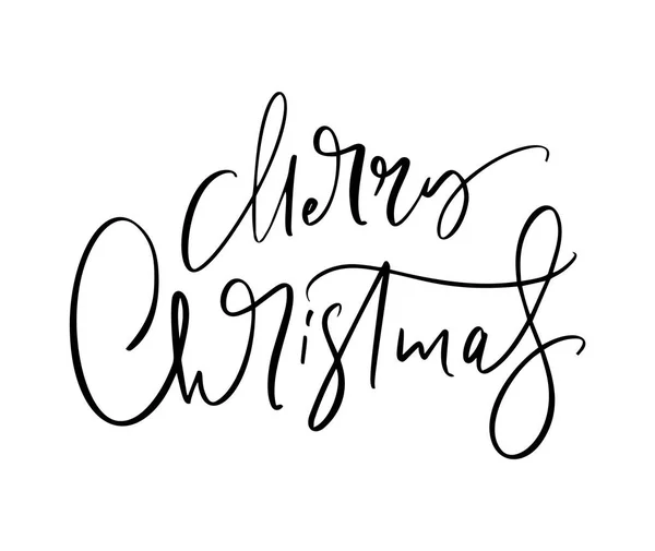 Feliz Natal mão desenhada texto lettering. Ilustração vetorial Caligrafia de Natal sobre fundo branco. Elemento caligráfico isolado para banner, cartão postal, cartão de saudação de design de cartaz — Vetor de Stock