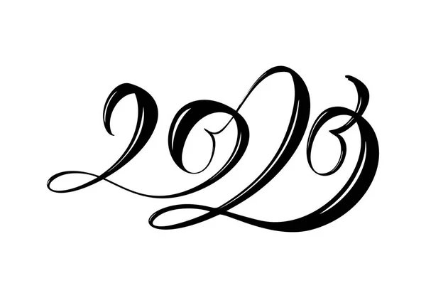 Caligrafía de letras vectoriales dibujadas a mano negro número texto 2020. Feliz Año Nuevo tarjeta de felicitación. Vintage Navidad ilustración diseño — Vector de stock