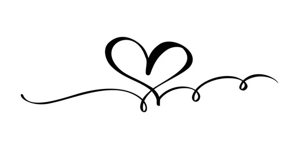 El çizilmiş Kalp aşk işareti. Romantik kaligrafi vektör illüstrasyon. T-shirt, tebrik kartı, poster düğün için Concepn simgesi sembolü. Sevgililer Günü tasarım düz elemanı — Stok Vektör