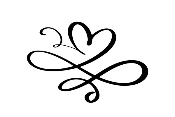 Знак любви с нарисованным сердцем. Романтический вектор каллиграфии в День Святого Валентина. Символ иконы для футболки, поздравительной открытки, постерной свадьбы. Дизайн плоского элемента — стоковый вектор