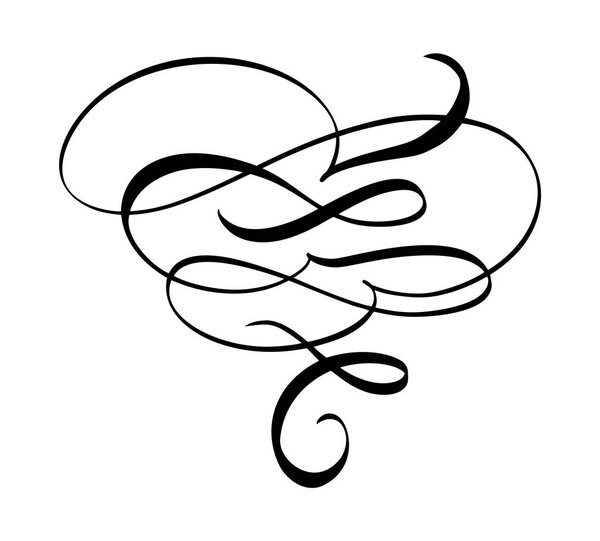 Vector calligraphy element flourish. Hand drawn divider for page decoration and frame design illustration swirl ornament. Decorative for wedding cards and invitations