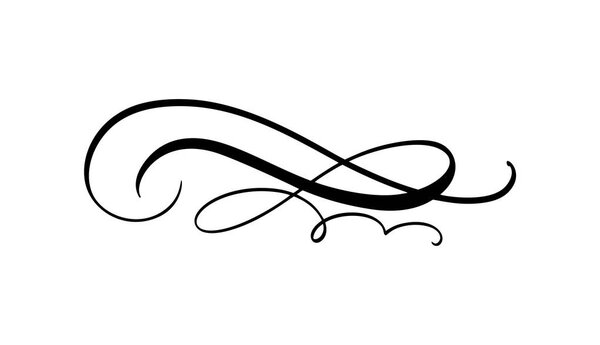Vector calligraphy element flourish. Hand drawn divider for page decoration and frame design illustration swirl ornament. Decorative for wedding cards and invitations