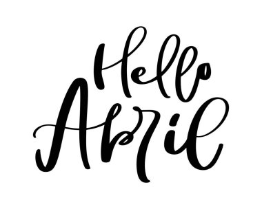 Merhaba Nisan El çizilmiş kaligrafi metin ve fırça kalem yazı. tatil tebrik kartı ve mevsimlik bahar tatili takvimi davetiyesi için tasarım